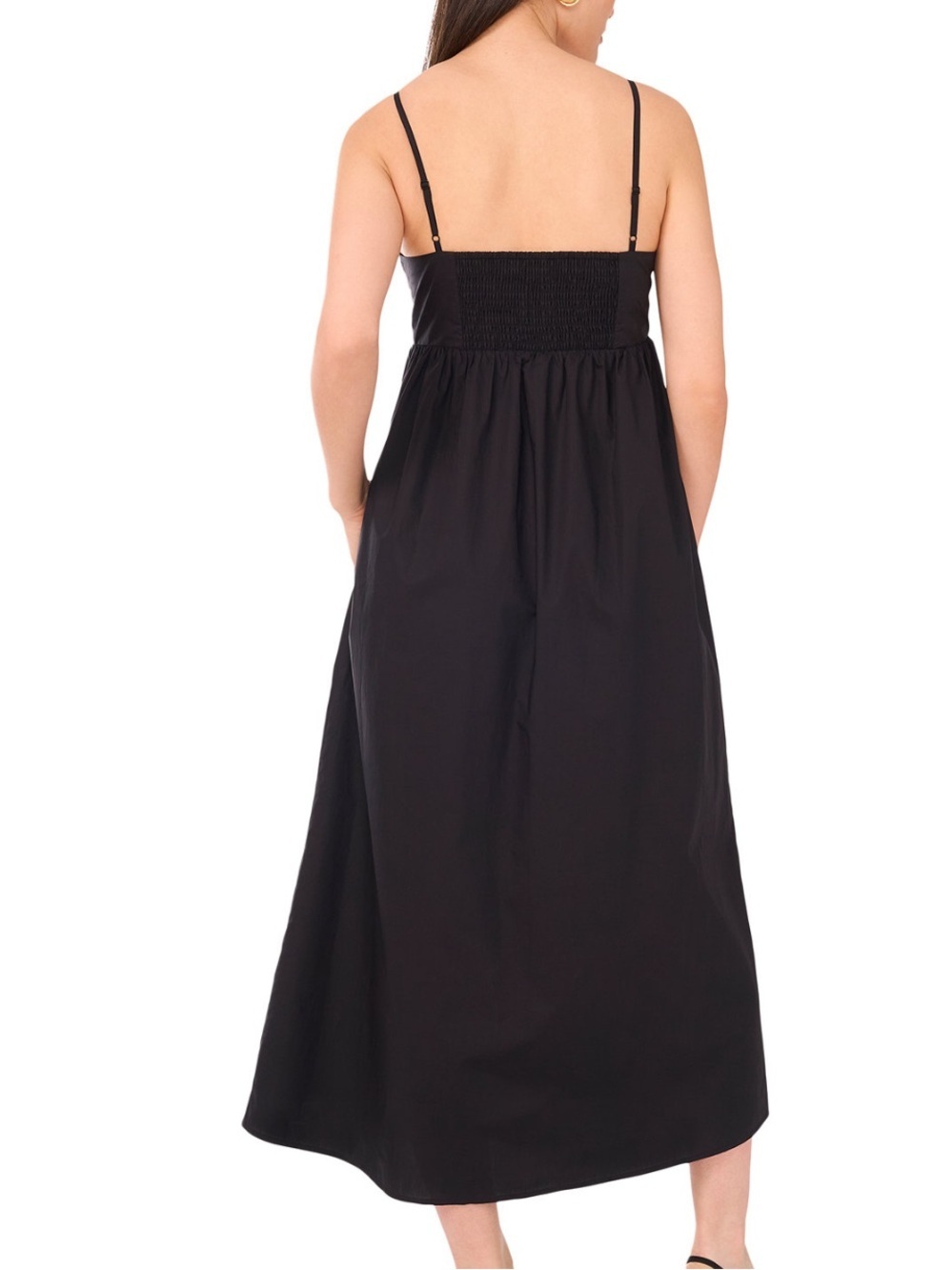 1.STATE Bow Front Cotton Midi Dress Black Lightweight Women’s Size Medium NWT - Picture 13 of 14